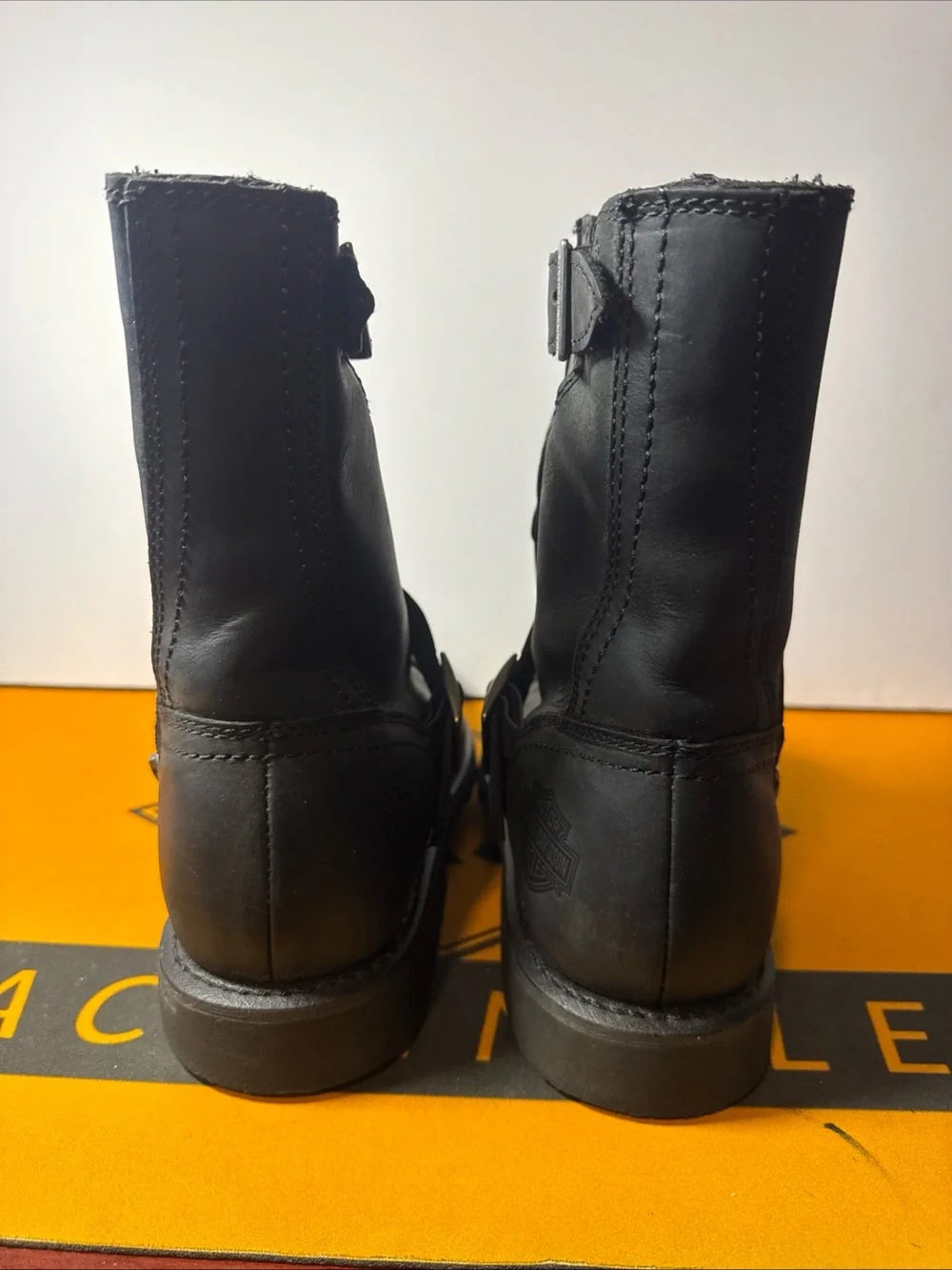 Harley Davidson D95264 Mens 11M Black Leather Riding Boots Lace Buckle Side Zip